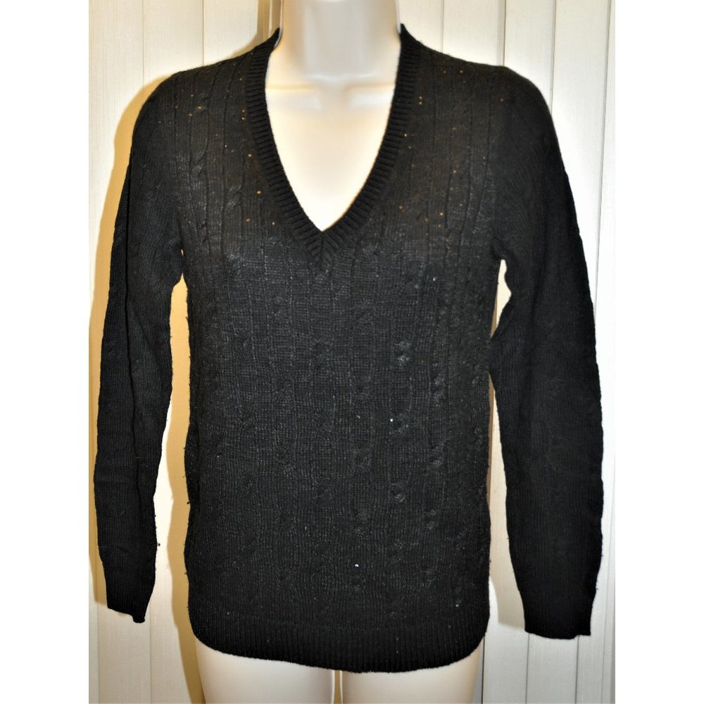 Ann Taylor Loft Black women's sweater with sequins XXSP